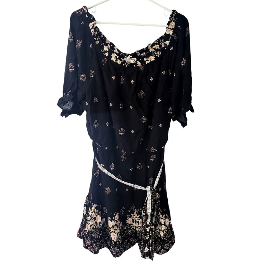 Starling Reine Black Floral Summer Dress Val Print in Coral Ombre - Med/18